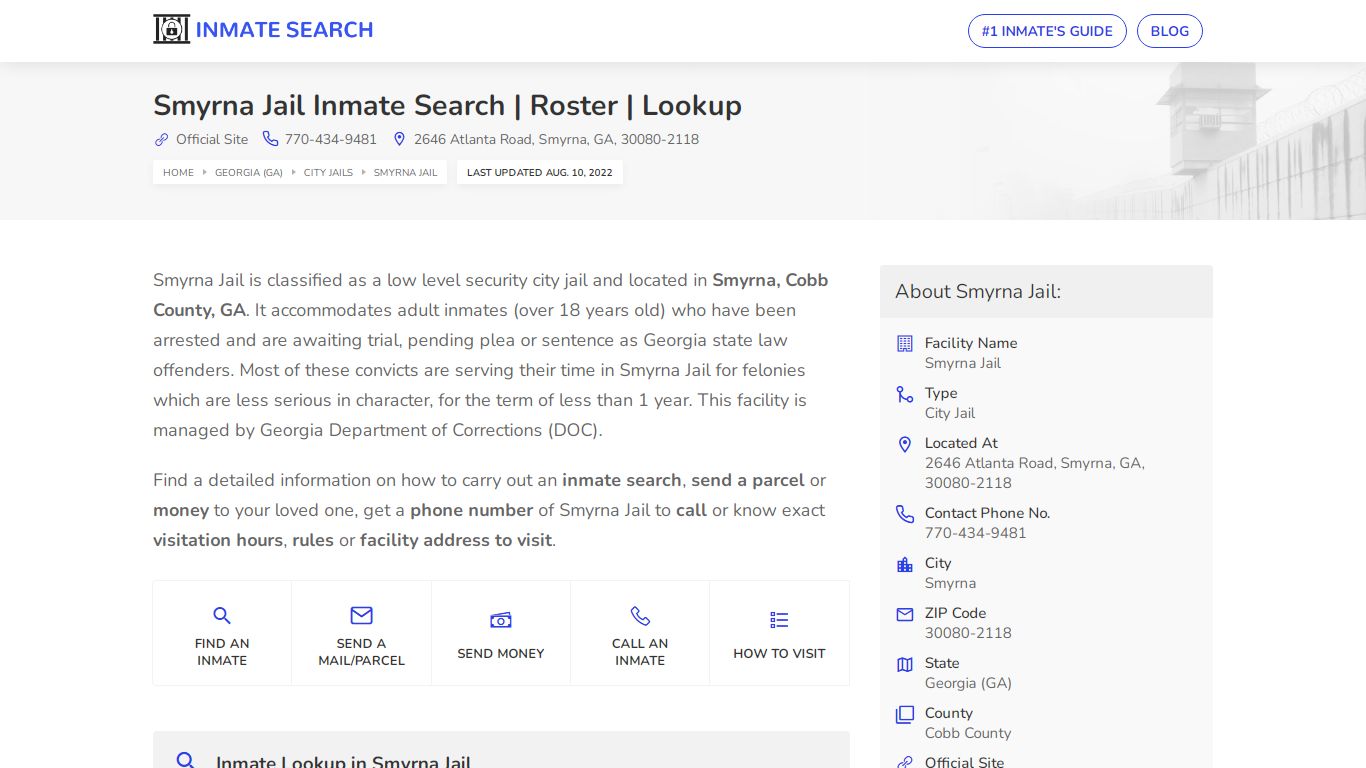 Smyrna Jail Inmate Search | Roster | Lookup